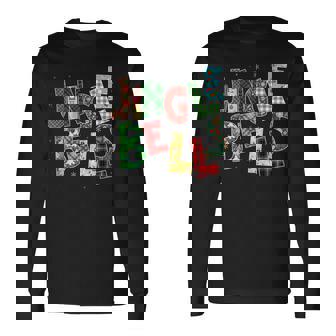 Red Plaid Jingle Bells Christmas Matching Family Pajama Long Sleeve T-Shirt | Seseable CA