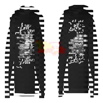 Red Truck Holidays Oklahoma Country Farmhouse Christmas Long Sleeve T-Shirt - Monsterry