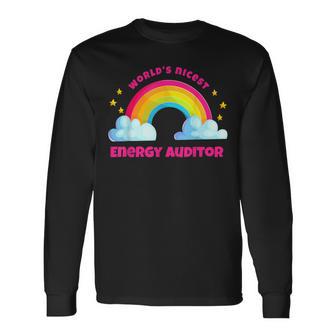 Regenbogen Retro World's Netteste Energie Auditor Langarmshirts - Seseable