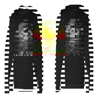 Reggae Music Guitar Rasta Pride Jamaica Rasta Reggae Sunset Long Sleeve T-Shirt | Mazezy