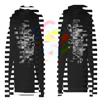 Ren Faire T-Rex Dinosaur Medieval Knight Armor Turkey Leg Long Sleeve T-Shirt - Monsterry