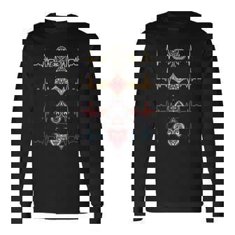 Retro Heartbeat Playing Cards Gambling Poker Casino Long Sleeve T-Shirt - Thegiftio UK