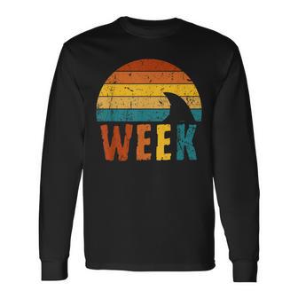 Retro Shark Fin 70S 80S Week Cool Sharks Ocean Animal Lover Long Sleeve T-Shirt - Monsterry