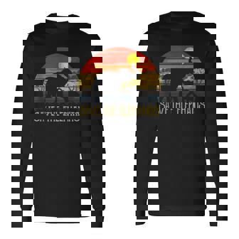 Retro Sunset Save The Elephants Africa Wild Animal Vintage Tank Top Long Sleeve T-Shirt - Monsterry