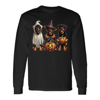 Rottweiler Ghost Halloween Dog Lovers Long Sleeve T-Shirt - Thegiftio