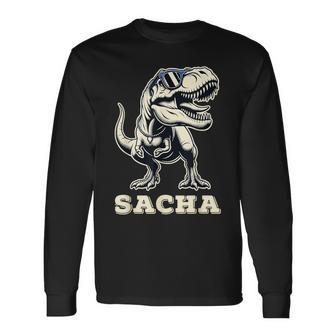 Sacha Cadeau Prénom Personnalisé Garçon Dinosaure T-shirt à manches longues - Cadeauxyz