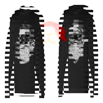 Santa Claus Black Xmas Santa Afro African American Christmas Long Sleeve T-Shirt - Monsterry