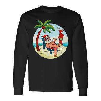 Santa Claus Reindeer Beach Swimming Trunks Palm Trees Christmas Langarmshirts - Geschenkecke