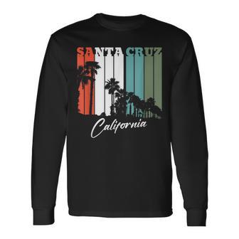 Santa Cruz Ca Retro Palm Tree Langarmshirts - Geschenkecke