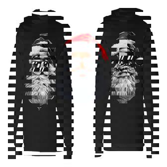 Santa Face Retro Sunglasses Christmas For Boys Long Sleeve T-Shirt - Monsterry