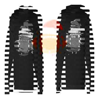 Santa Football Player Christmas Lights Sports Lovers Boys Long Sleeve T-Shirt - Thegiftio