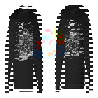 Santa Tractor Colorful Lights Christmas Farmer Driving Long Sleeve T-Shirt | Seseable UK