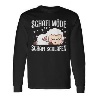 Schafi Müde Schafi Schlafen Schaf Pyjamas Schlaf Saying Langarmshirts - Geschenkecke