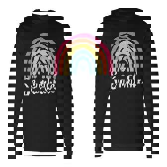 Sé Amable Spanish Bilingual Teacher Be Kind Boho Rainbow Long Sleeve T-Shirt - Monsterry