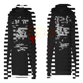 She’s My Boo Skull Face Matching Halloween Pajama Couples Long Sleeve T-Shirt - Monsterry