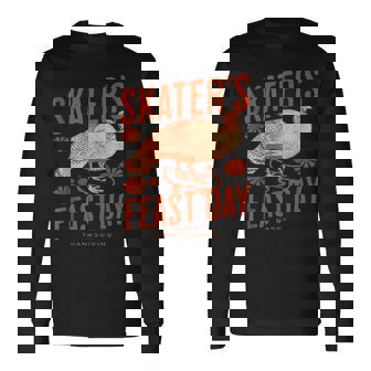 Skater's Feast Day Skateboarding Turkey Long Sleeve T-Shirt - Monsterry