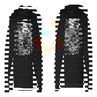 Skeleton On The Beach Traditional Tattoo Artist Inked Long Sleeve T-Shirt - Thegiftio UK
