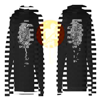 Skeleton Playing Saxophone Jazz Halloween Music Boys Men Long Sleeve T-Shirt - Thegiftio UK
