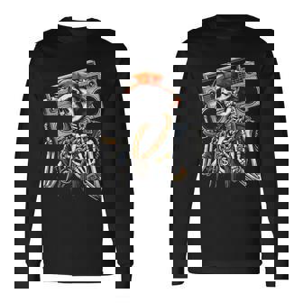 Skeleton Rocker Hand Horn Halloween Costume Cool Rock Music Long Sleeve T-Shirt | Seseable UK