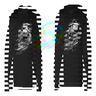 Soccer Colorful Tie Dye Soccer Ball Long Sleeve T-Shirt | Mazezy