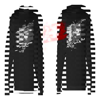Soccer Switzerland Flag Football Team Footballer Long Sleeve T-Shirt - Thegiftio