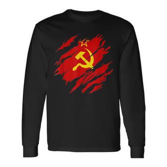 Soviet Flag Retro Ussr Soviet Union Cccp Langarmshirts - Geschenkecke