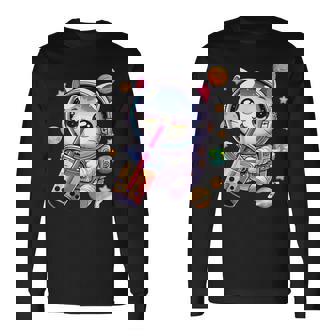Space Cat Astronaut Boba Tea Boba Cat Galaxy Cute Anime Long Sleeve T-Shirt - Thegiftio UK