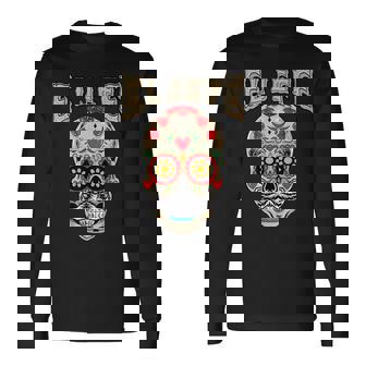 Sugar Skull El Jefe Dia De Los Muertos Day Of Dead Halloween Long Sleeve T-Shirt | Mazezy