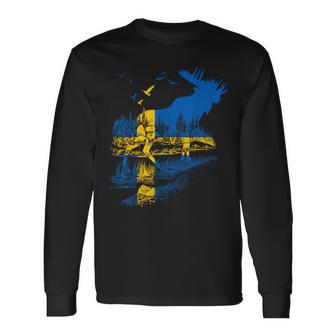 With Sweden Flag Flag Elk Län Sweden Langarmshirts - Geschenkecke