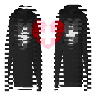 Switzerland Heart Swiss Flag Swiss Pride Camiseta de manga larga - Regaloses