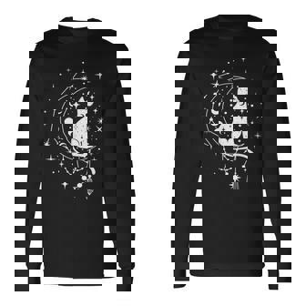 Tarot Con Gato Luna Creciente Estrellas Astrología Camiseta de manga larga - Regaloses