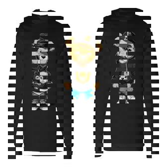 Teddy Bear Gangster In Hip Hop Street Clothes Long Sleeve T-Shirt | Mazezy