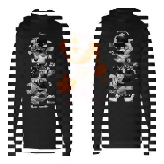Teddy Fashion Bear Stylish Baseball Player Sport Long Sleeve T-Shirt - Thegiftio UK
