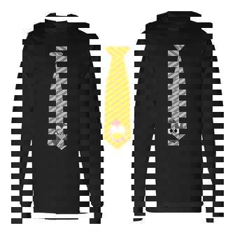 Thanksgiving Costume Tie With Turkey Face Long Sleeve T-Shirt - Monsterry