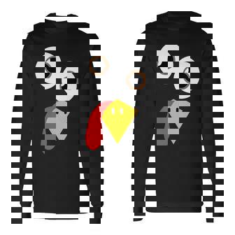 Thanksgiving Face Holiday Celebration Fun Turkey Symbol Long Sleeve T-Shirt - Monsterry