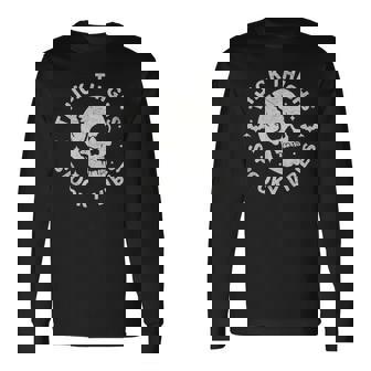 Thick Thighs Spooky Vibes Skull Halloween Long Sleeve T-Shirt - Monsterry