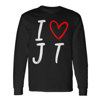 Timberlake Personalized Name I Love Jt Heart Jt Long Sleeve T-Shirt - Monsterry UK
