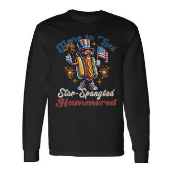 Time To Get Star Spangled Hammered Hotdog 4Th Of July Long Sleeve T-Shirt - Monsterry DE