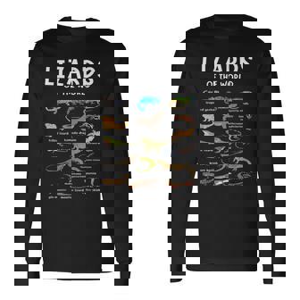 Types Of Lizards Of The World Reptile Herpetology Lizard Long Sleeve T-Shirt - Monsterry