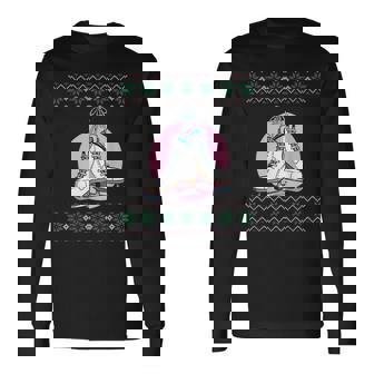 Ugly Christmas Sweater Ice Skating Ice Skates Christmas Long Sleeve T-Shirt - Seseable
