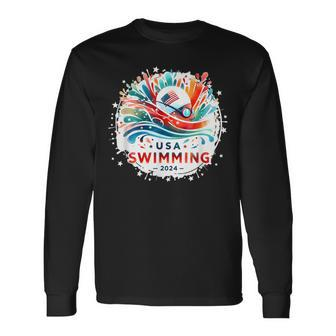 Usa 2024 United States Athlete American Swimming 2024 Usa Long Sleeve T-Shirt - Monsterry UK