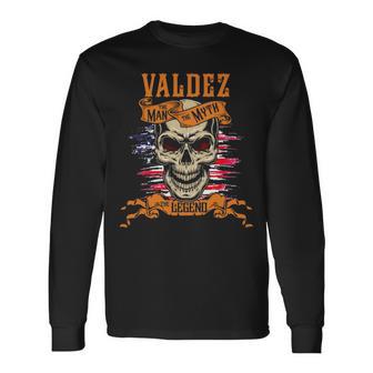 Valdez The Man The Myth The Legend Personalized Last Name Long Sleeve T-Shirt - Thegiftio