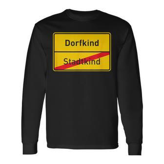 Village Sign Dorfkind Stadtkind Langarmshirts - Geschenkecke