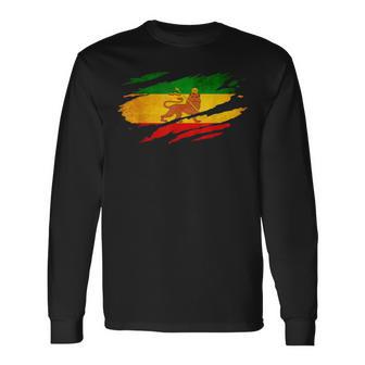 Vintage Ancient Ethiopia Flag Lion Judah Rasta Reggae Langarmshirts - Geschenkecke