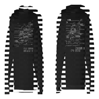 Vintage F4 Phantom Ii Jet Military Aviation Blueprint Long Sleeve T-Shirt | Seseable UK