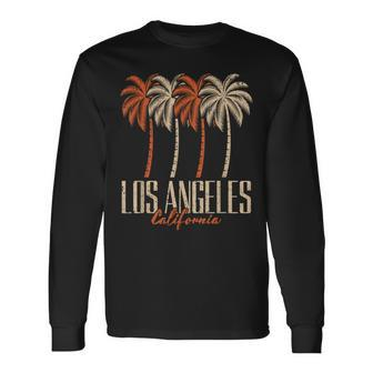 Vintage Los Angeles California Palm Trees Retro La Graphic Long Sleeve T-Shirt - Monsterry CA