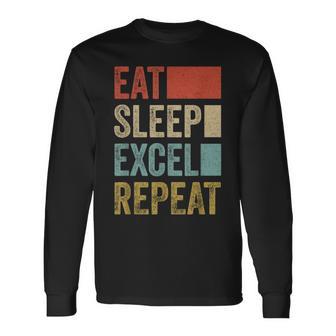 Vintage Retro Eat Sleep Excel Repeat Excel Langarmshirts - Geschenkecke