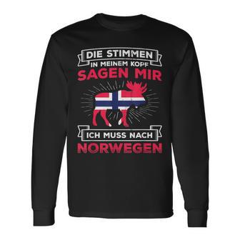 Voices Sagen Ich Muss Nach Norway Elk Flag Norway Langarmshirts - Geschenkecke