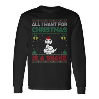 All I Want For Christmas Is A Snake Ugly Sweater Long Sleeve T-Shirt - Thegiftio
