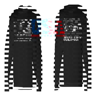 Weightlifting United States Flag Usa Sport Weightlifting Long Sleeve T-Shirt - Monsterry